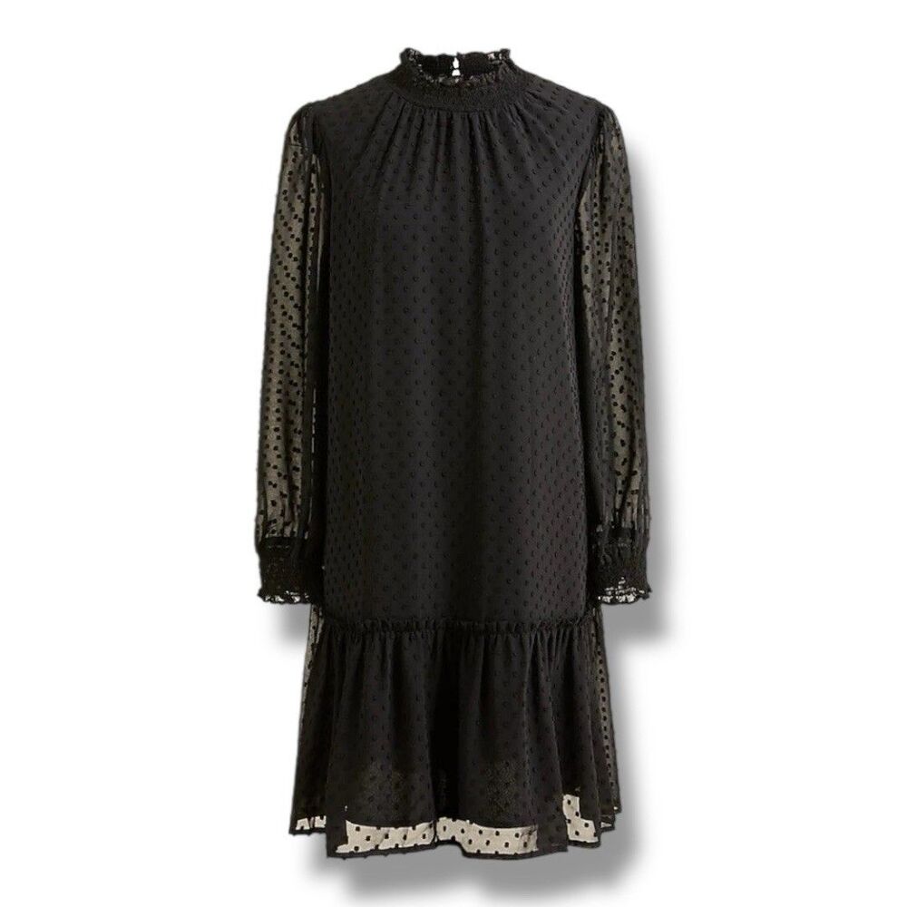 J.Crew Factory Smocked Drop-Waist Mini Dress Swiss Dot BC708 Women’s Size M